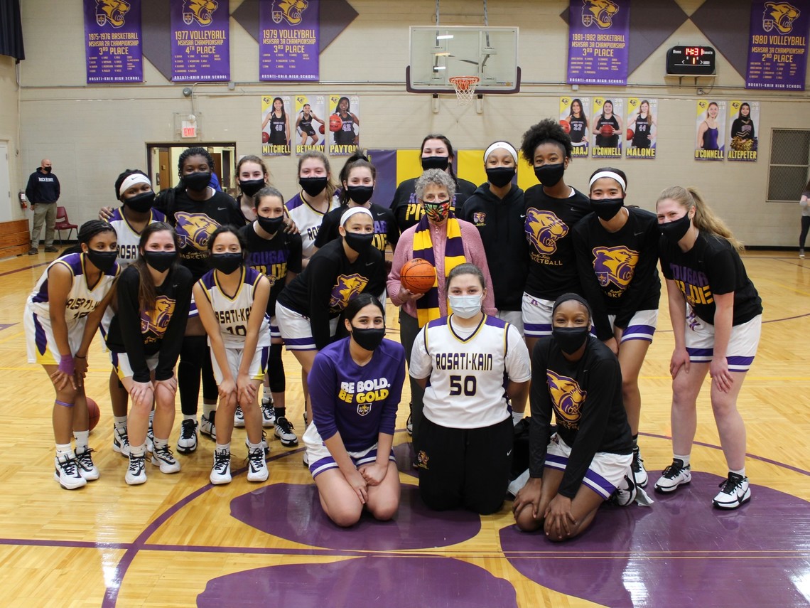 Sister Nancy with the Rosati-Kain Basketball Team